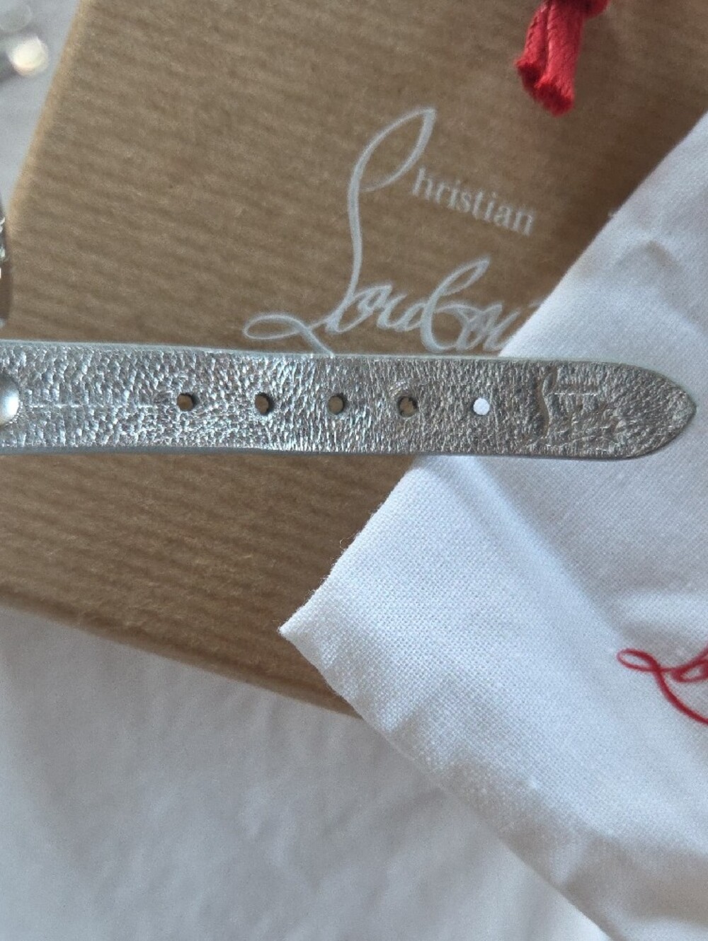 Christian Louboutin Silver Leather Spike Bracelet - Picture 12 of 14